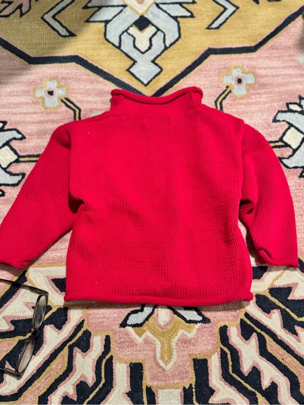 LUIGI KIDS roll neck train sweater in Red